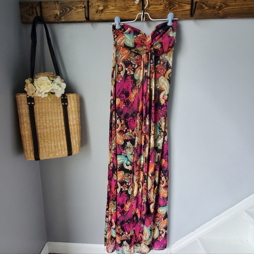 Studio Y Strapless Paisley Print Maxi Dress XS